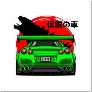 Green GTR R35 Rear Posters and Art